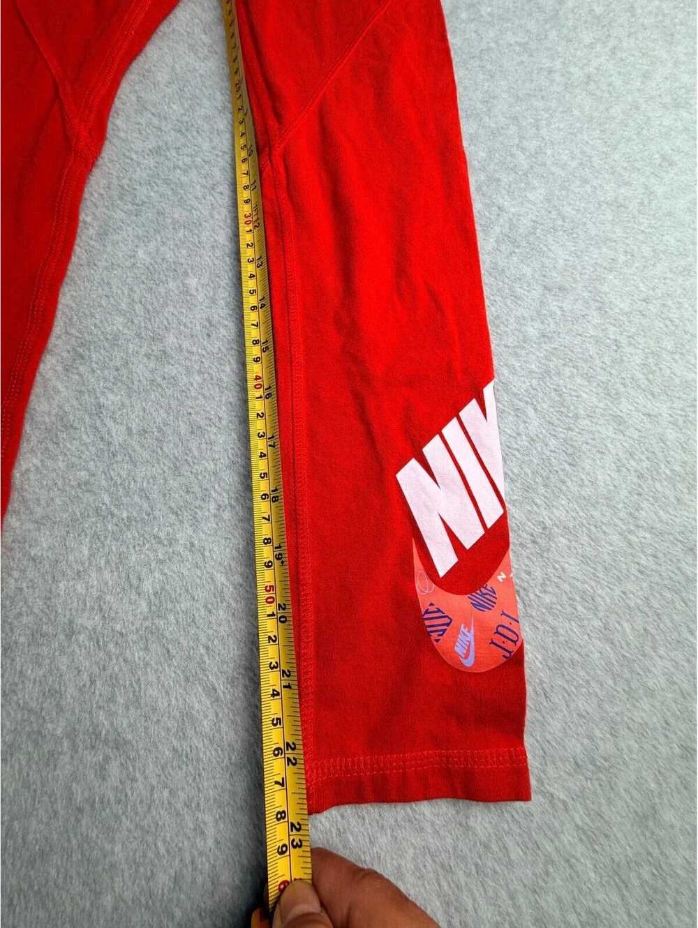 Nike Girls L Red Leggings Athletic Stretch Cotton Blend Graphic Print
